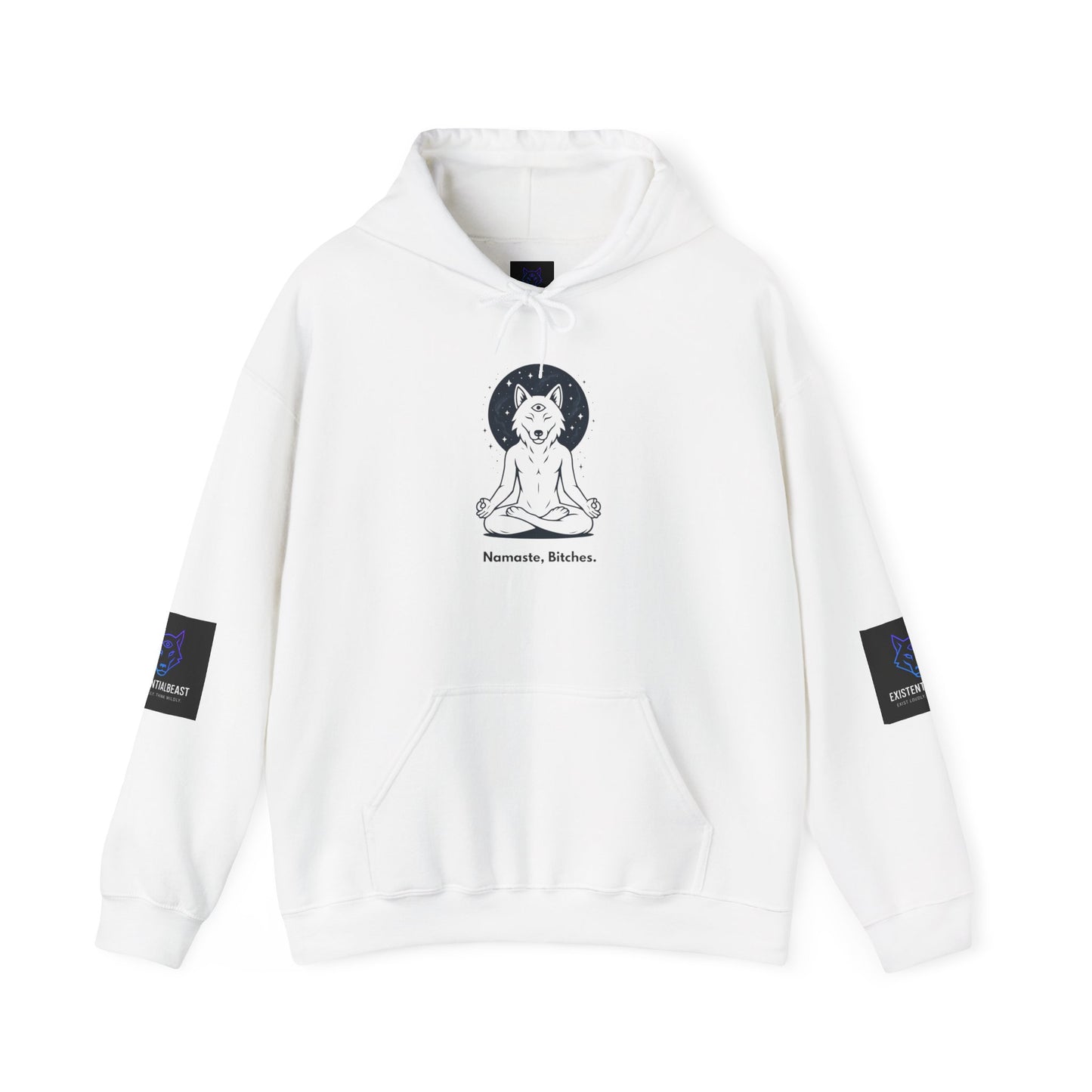 Namaste Bitches – Zen Looks Good on You - Existential Beast Hoodie: Cozy Cat-Inspired Sweatshirt, Unisex Pullover, Comfort Wear, Unique Gift, Meditation Inspired