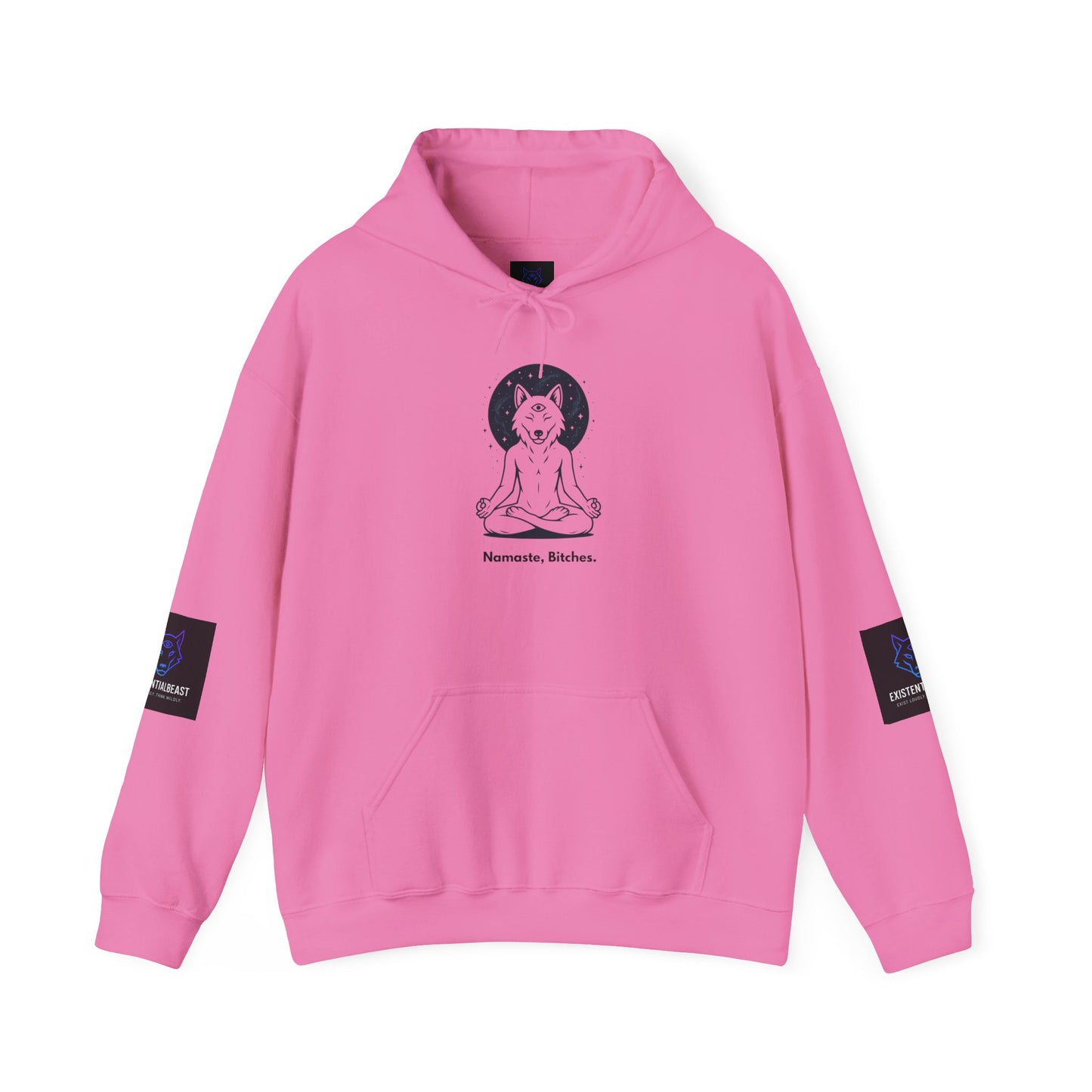 Namaste Bitches – Zen Looks Good on You - Existential Beast Hoodie: Cozy Cat-Inspired Sweatshirt, Unisex Pullover, Comfort Wear, Unique Gift, Meditation Inspired