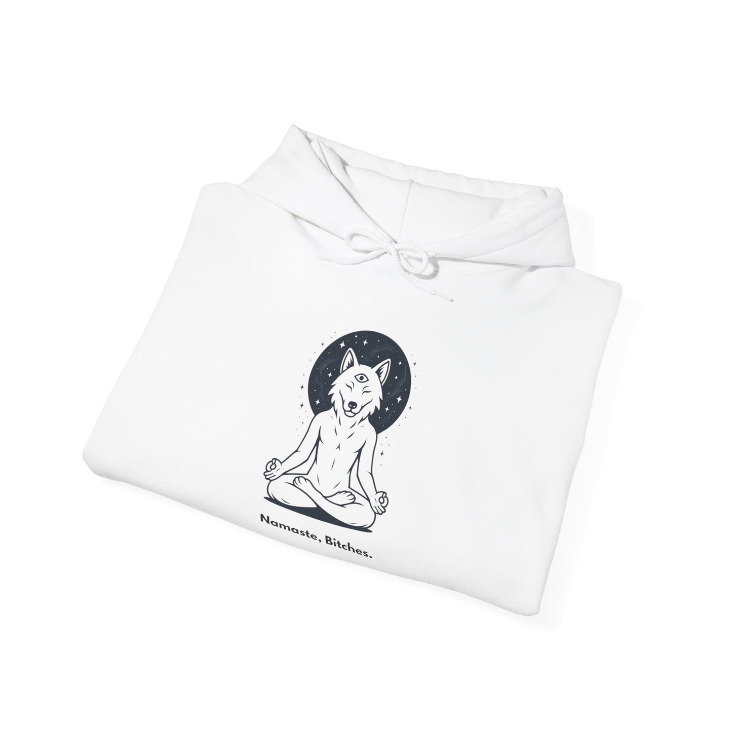 Namaste Bitches – Zen Looks Good on You - Existential Beast Hoodie: Cozy Cat-Inspired Sweatshirt, Unisex Pullover, Comfort Wear, Unique Gift, Meditation Inspired