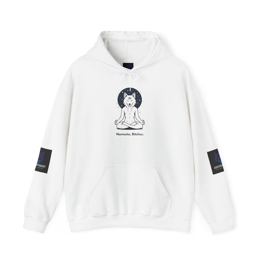 Namaste Bitches – Zen Looks Good on You - Existential Beast Hoodie: Cozy Cat-Inspired Sweatshirt, Unisex Pullover, Comfort Wear, Unique Gift, Meditation Inspired